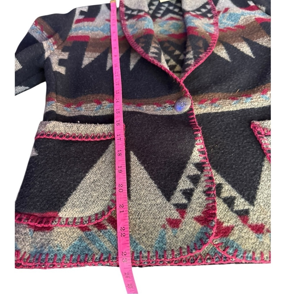 Vintage Rhonda Stark Southwestern Wool Blend Jacket Boho Western Aztec Blazer - Picture 16 of 16